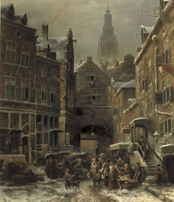 De winter in het Jodenkwartier te Amsterdam: the Jewish quarter in winter with the Zuiderkerk beyond, Amsterdam by Salomon Leonardus Verveer - Auction record, sale price, and art valuation. Compare with similar artists and explore comparable artworks.