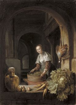 A maid preparing vegetables in a kitchen by Jan Adriaensz Staveren - Auction record, sale price, and art valuation. Compare with similar artists and explore comparable artworks.