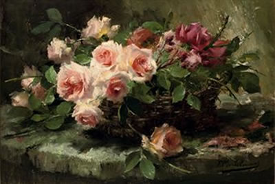 Sample artwork by Frans Mortelmans (1865 - 1936), known for paintings of photo real still life with roses, portraits, history, marine and genre - View similar artists and auction records