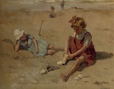 Kinderen op het strand: children playing on the beach