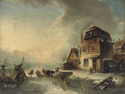 Skating on the ice on a winter's day