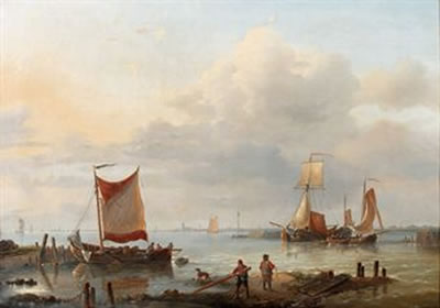 Fishermen at the harbour entrance by Louis Charles Verboeckhoven - Auction record, sale price, and art valuation. Compare with similar artists and explore comparable artworks.