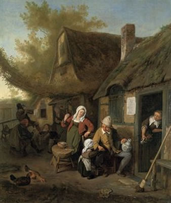 A peasant family outside a cottage by Cornelis Dusart - Auction record, sale price, and art valuation. Compare with similar artists and explore comparable artworks.
