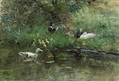 Eenden met kuikens: Ducks in a Meadow