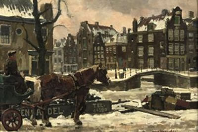 Horse with a carriage in Amsterdam