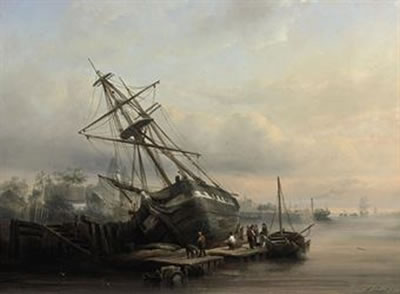 Making repairs in the shipyard