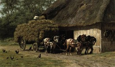 Unloading the haycart