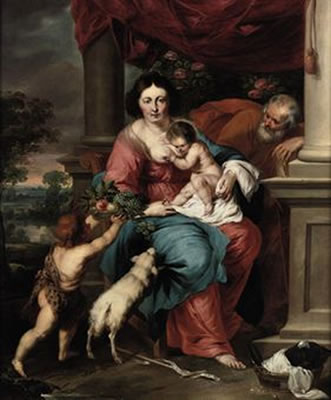 The Holy Family and the Infant St John holding a basket of fruit
