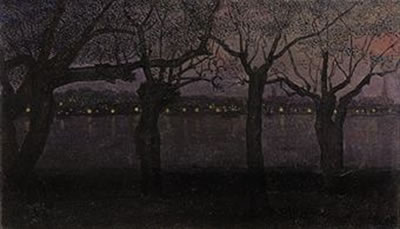 A view of the river Waal by night, Nijmegen