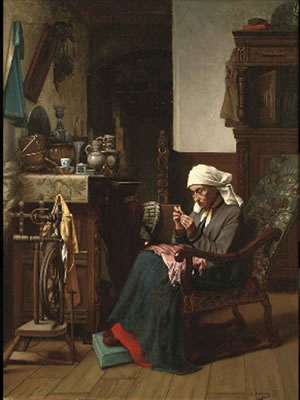 Old lady sewing