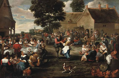 A peasant's feast in the village square