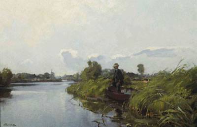 Man fishing in the Old Rhine by Hendrik Frauenfelder - Auction record, sale price, and art valuation. Compare with similar artists and explore comparable artworks.