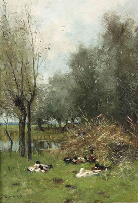 Ducks resting amongst the trees