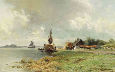 Sample artwork by Pieter Adrianus Schipperus (1840 - 1929), known for landscape, rural genre painting - View similar artists and auction records