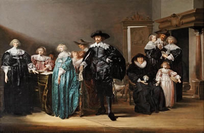 A group portrait of the Twent family in an interior