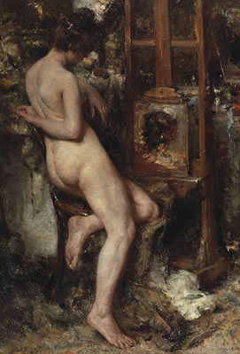 In de rust; model in the artist's studio