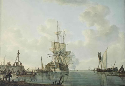 A Man-o'-War lying at anchor