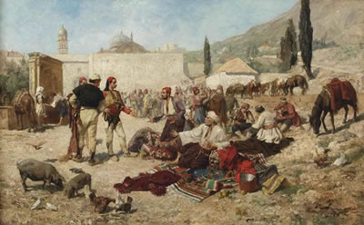 An Oriental market place by Alexander Demetrius Goltz - Auction record, sale price, and art valuation. Compare with similar artists and explore comparable artworks.