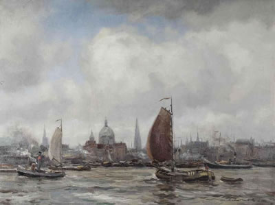 The IJ with the Nicolaaskerk beyond