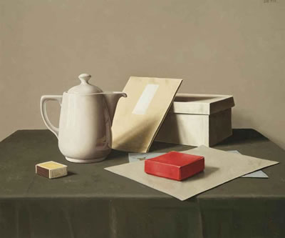 Still life with a red box