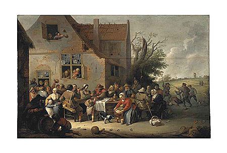 Peasants making merry outside an inn