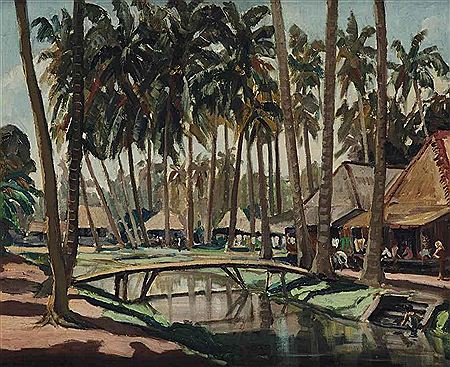 Activities in an Indonesian village by a river