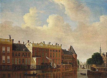 A view from the Binnen-Amstel towards the Kloveniersburgwal, Amsterdam
