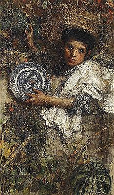 An Italian boy in a vineyard (recto); Study of a boy (verso)