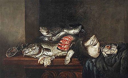 A lobster, cod, flatfish, salmon, crab, mussels and other fish