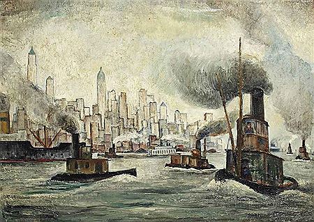 Steam vessels on the Hudson, New York beyond