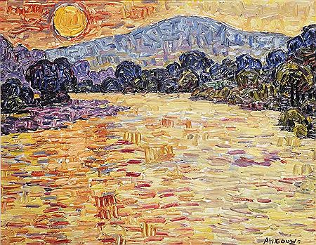 Sunset over a river by Adriaan Herman Gouwe - Auction record, sale price, and art valuation. Compare with similar artists and explore comparable artworks.