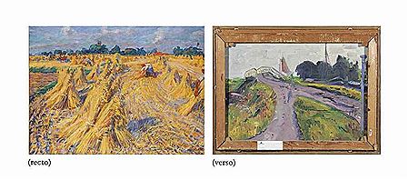 Hooiende boeren, Garnwerd (recto); A bridge over a canal (verso)