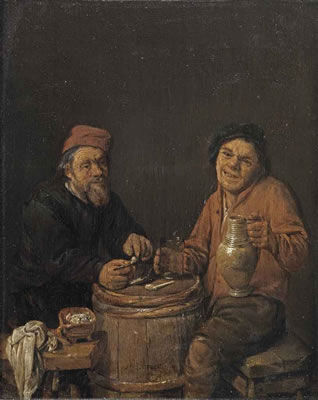 Two peasants smoking and drinking by Abraham Diepraam - Auction record, sale price, and art valuation. Compare with similar artists and explore comparable artworks.