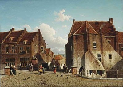 Kuilenburg: a market place with figures, Culemborg