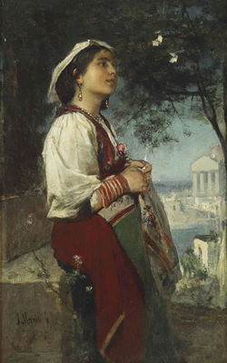 A young Italian beauty with butterflies by Jacob Hendricus (Jacobus) Maris - Auction record, sale price, and art valuation. Compare with similar artists and explore comparable artworks.
