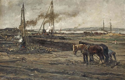 Construction work in the Rotterdam harbour by August Willem Van Voorden - Auction record, sale price, and art valuation. Compare with similar artists and explore comparable artworks.
