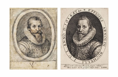 Portrait of Aernout van Buchel (1565-1641), aged 49, bust-length, wearing a pinked doublet and a ruff by Crispijn De Passe O - Auction record, sale price, and art valuation. Compare with similar artists and explore comparable artworks.