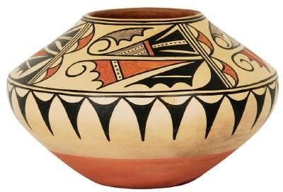 Sample artwork by Maria Montoya Poveka Martinez (1887 - 1980), known for pueblo motif black pottery - View similar artists and auction records