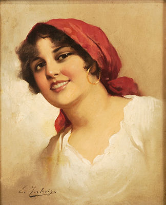 Smiling Woman in a Red Scraf