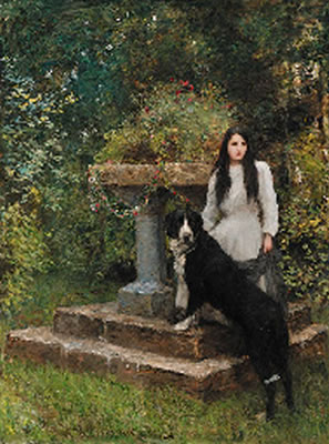 A young girl and her dog