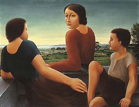 Figuren vor Landschaft