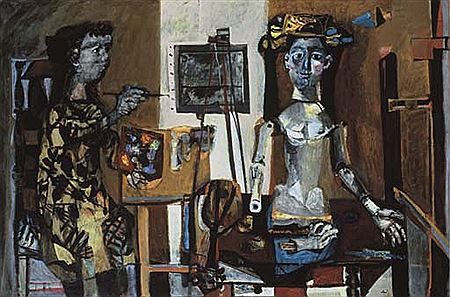 Femme peintre et mannequin