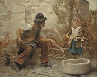 A woodcutter and his daughter