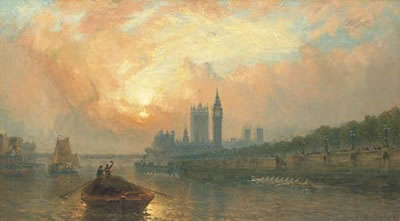 The Oxford and Cambridge Boat Race at Westminster