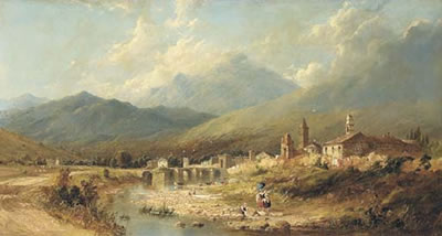 View of a Swiss mountain village