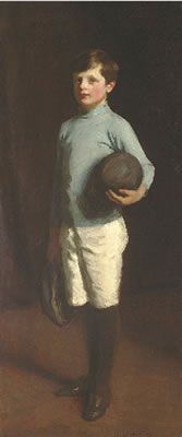 Portrait of John Ellison McCartney, full-length, holding a football by Harold Speed - Auction record, sale price, and art valuation. Compare with similar artists and explore comparable artworks.