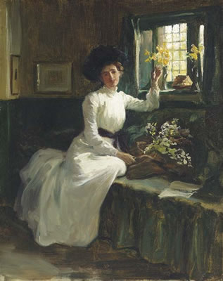 Emblems of Spring by George Percy Jacomb-Hood - Auction record, sale price, and art valuation. Compare with similar artists and explore comparable artworks.