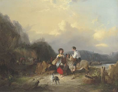 Fisherfolk in a coastal landscape