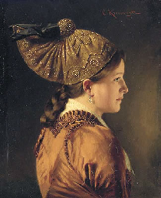Sample artwork by Carl Kronberger (1841 - 1921), known for miniature portrait and genre painting - View similar artists and auction records