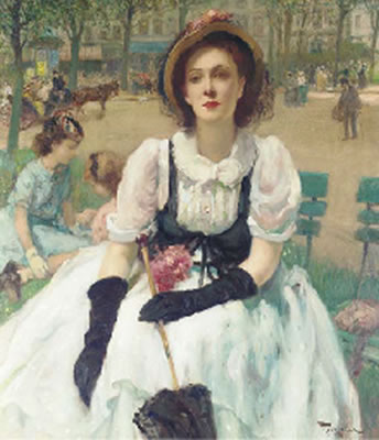 Femme élégante au parc, Paris